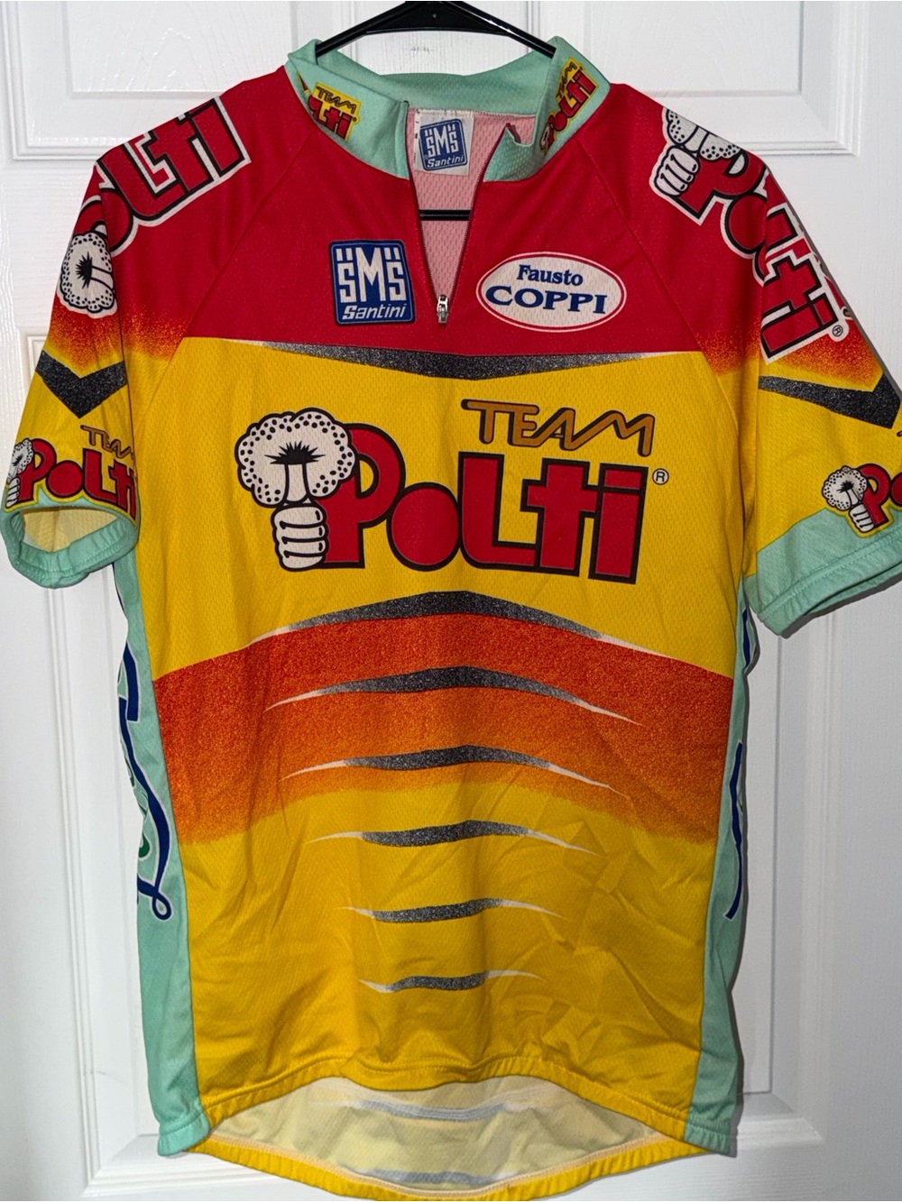 Team Polti Men's Cycling Jersey in Yellow & Red(Italy)